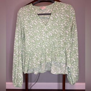 LOFT Mint Green Floral Blouse